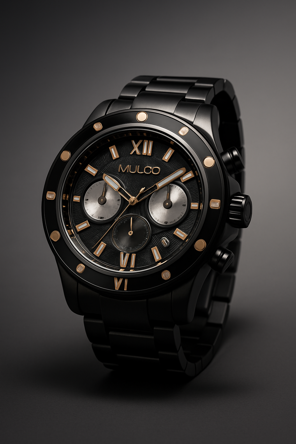 Mulco Prix Herren-Chronograph mit schwarzem Zifferblatt 
