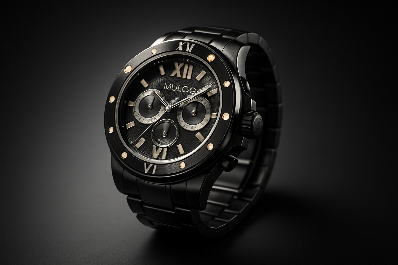 Mulco Prix Herren-Chronograph mit schwarzem Zifferblatt 