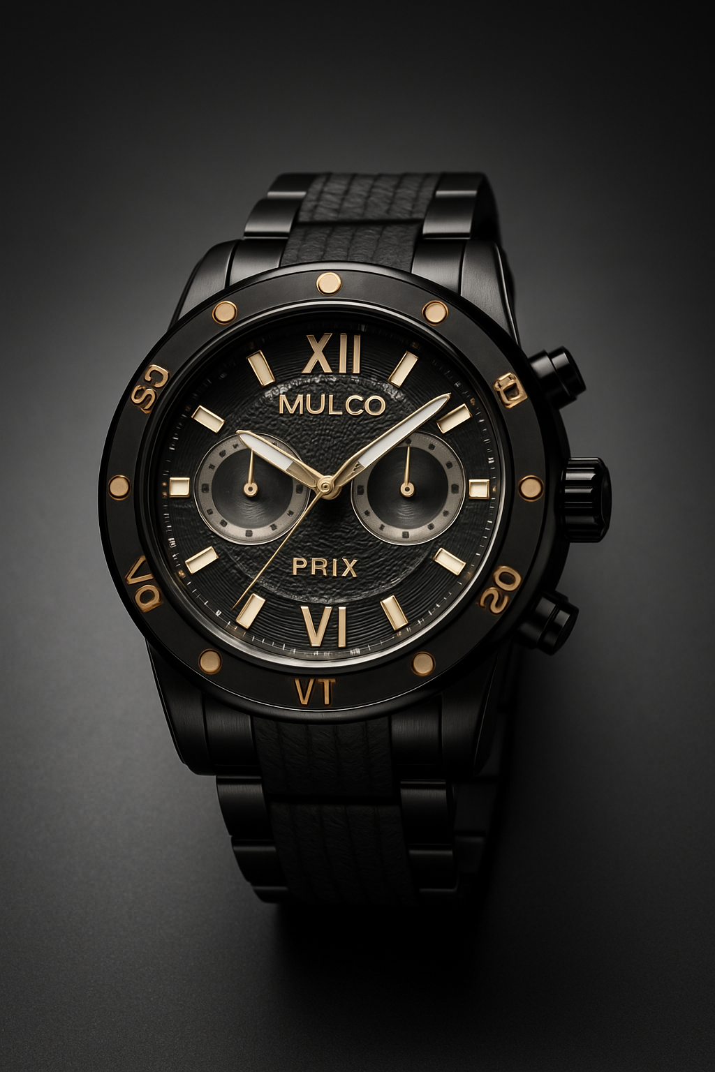 Mulco Prix Herren-Chronograph mit schwarzem Zifferblatt 